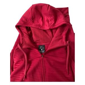 Nike dry fit full zip hoodie. Maroon/ribbed style.